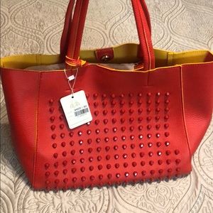 NWT Red studded 3 piece faux leather purse